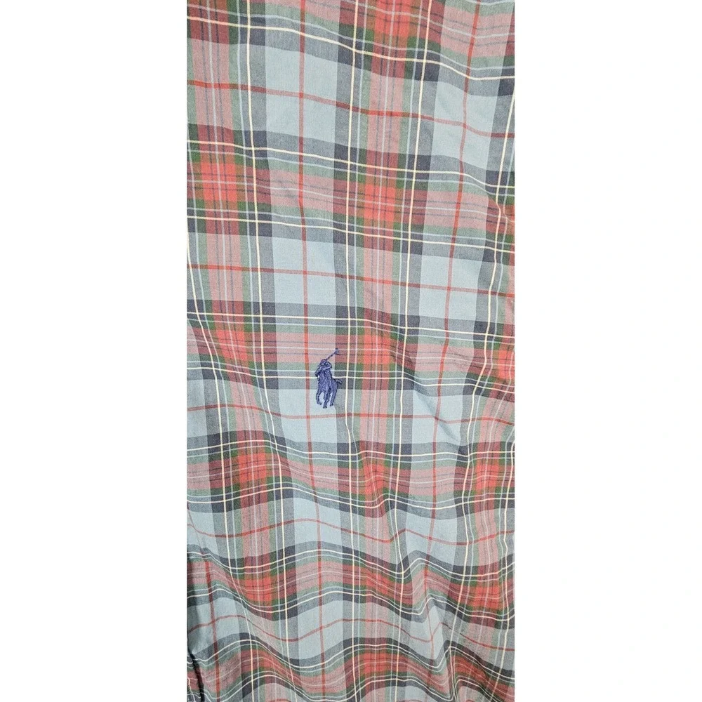 Polo Ralph Lauren Classic Fit Plaid Shirt Mens M Blue‎ Red Cotton Preppy